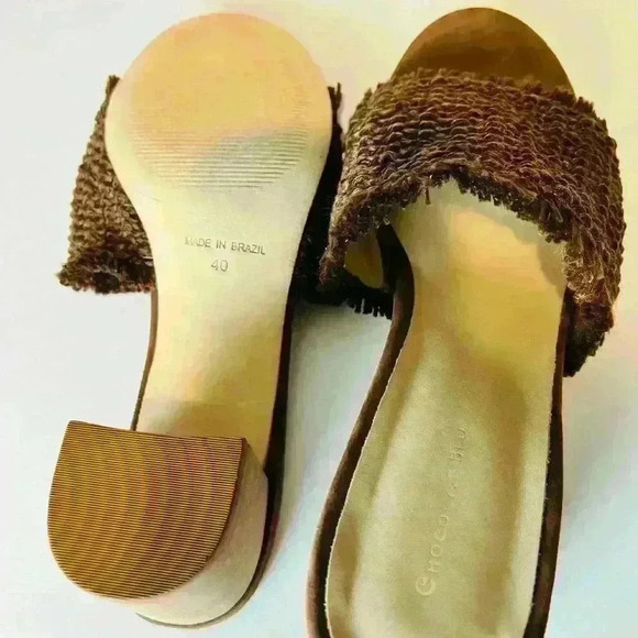 Women Chocolat Blu Beeks Brown Raffia Heeled Slide